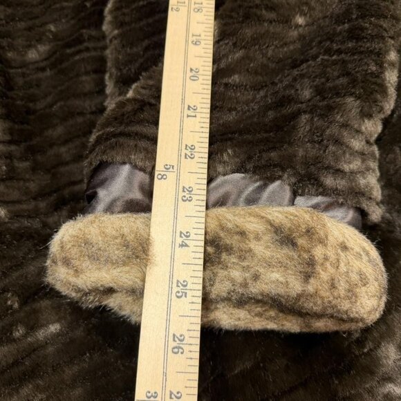 Monique Collection Coat Womens XL Brown Faux Fur Hooded Satin Lined Hook Closure - Picture 12 of 14